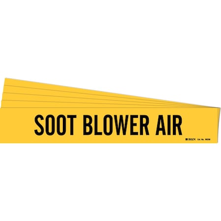 SOOT BLOWER AIR Pipe Marker Style 1 Black On Yellow 1 Per Card, 5 PK